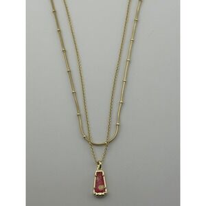 Kendra Scott Serena Multi Strand Gold Tone Necklace Pink Glitter Resin